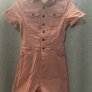 Haute Monde Short-Sleeve/ Shorts Romper in Dusty Rose